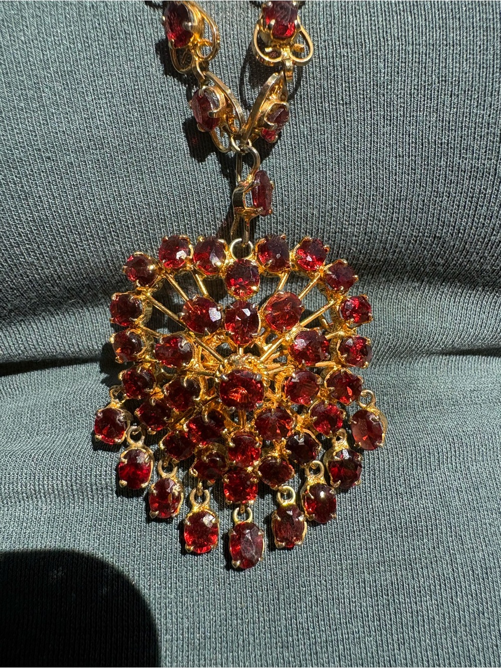Bohemian Garnet stones Gold-Tone Necklace pairing hard band Bracelet
